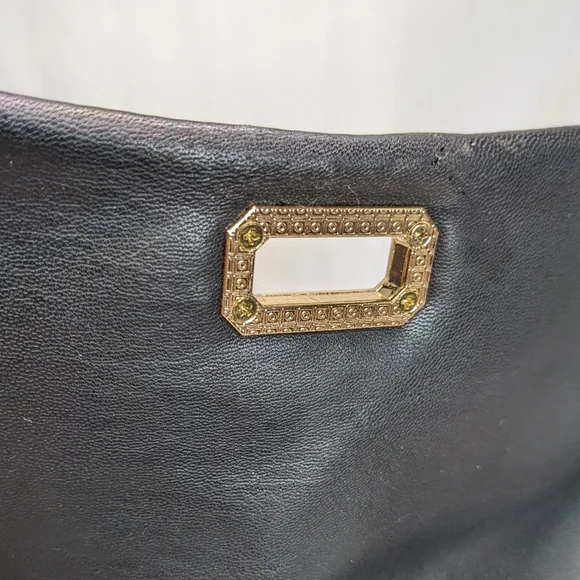 Badgley Mischka Vegan Leather Crossbody, Black Diamond-Quilted Pyramid-Studded - Picture 13 of 16